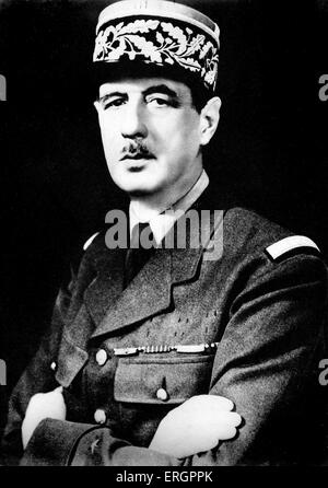 Charles de Gaulle, ritratto. Generale Francese e statista, 22 novembre 1890 - 9 novembre 1970. Foto Stock