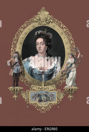 Anne, regina di Gran Bretagna, ritratto, 6 febbraio 1665 - 1 agosto 1714. Dopo un dipinto di Sir Godfrey Kneller. Foto Stock