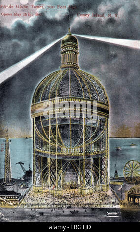 Samuel Friede 's Globe Tower, Coney Island, New York. Fiera del divertimento. 700 metri di altezza, che si aprirà il 15 maggio 1907. Foto Stock