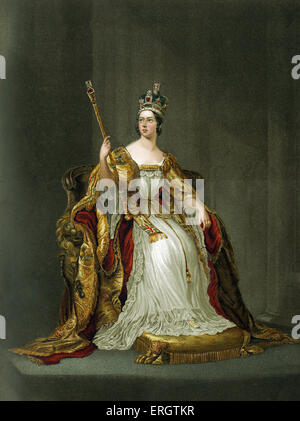 La regina Vittoria di Inghilterra - ritratto di Sua Maestà nella sua incoronazione vesti nel 1837. 24 Maggio 1819 - 22 gennaio 1901. Foto Stock