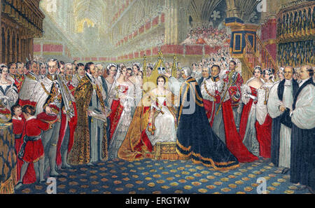 La regina Vittoria di Inghilterra - Sua Maestà 's incoronazione, 1837. 24 Maggio 1819 - 22 gennaio 1901. Foto Stock