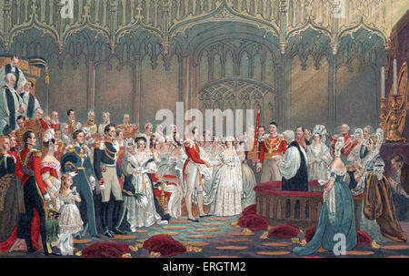 La regina Vittoria di Inghilterra - Sua Maestà 's Matrimonio principe Alberto nel 1840. 24 Maggio 1819 - 22 gennaio 1901. Il matrimonio. Foto Stock