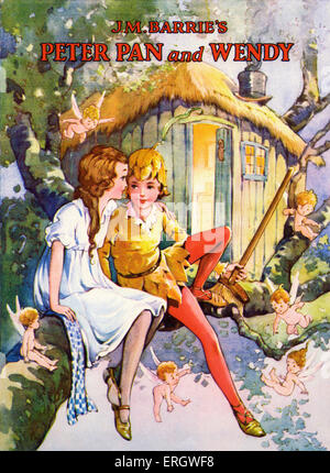 'Peter Pan e Wendy' da James Matthew Barrie. Peter Pan e Wendy dal lato del Treehouse. Pagina del titolo La JMB: Scottish Foto Stock