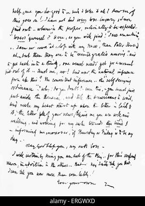 Lettera da Robert Browning a Elizabeth Barrett Browning. Firmato manoscritto - include la frase ' vi aiuti Iddio, il mio amore -'.. EB: Inglese poeta Vittoriano, 6 marzo 1806 - 29 giugno 1861. RB: Inglese poeta e drammaturgo: 7 maggio 1812 - 12 dicembre 1889. Foto Stock