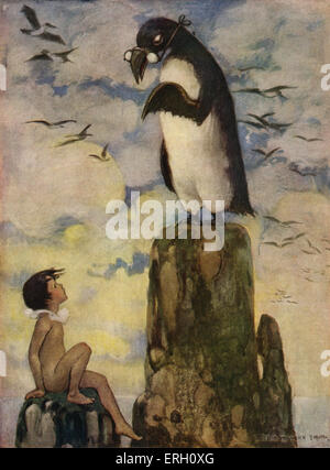 L'acqua di neonati da Charles Kingsley ha pubblicato per la prima volta nel 1863. Didascalia: e ci vide l'ultimo dell'Gairfowl, in piedi sul Allalonestone, tutto solo. Illustrazione di Jessie Willcox Smith. Romanziere inglese 12 Giugno 1819 - 23 Gennaio 23, 1875 Foto Stock