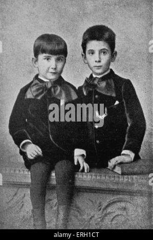 Stefan Zweig come un giovane ragazzo (lsinistro) con il suo fratello più anziano Alfred (a destra). SZ: scrittore austriaco, biografo, diarist, Foto Stock