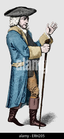 Samuel Johnson, illustrazione in costume delle Ebridi. Autore inglese e poeta, 18 settembre 1709 - 13 dicembre 1784. Colorised Foto Stock