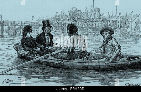 " Il mistero di Edwin Drood' di Charles Dickens. La didascalia recita: fino al fiume (Ch XXII) -Illustrazione disegnata da Luke Fildes Foto Stock