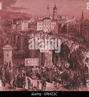 London Bridge. Incisione di Gustave Doré, da 'London, un pellegrinaggio, da Gustave Doré e Blanchard Jerrold', 1872. Foto Stock