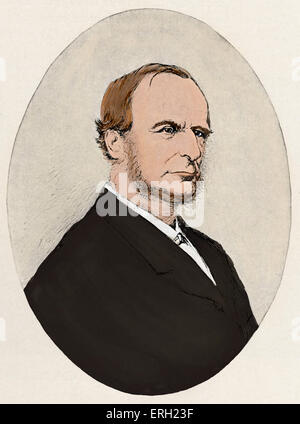 Charles Kingsley - scrittore inglese 1819-1875. Penna e inchiostro disegno da fotografia di W.H. Caccia. Versione Colorised. Foto Stock