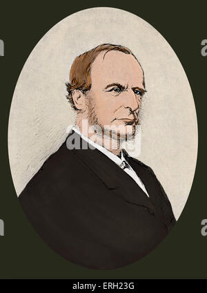 Charles Kingsley - scrittore inglese 1819-1875. Penna e inchiostro disegno da fotografia di W.H. Caccia. Versione Colorised. Foto Stock