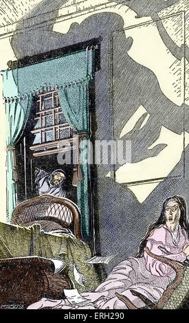 Edgar Allan Poe 'gli omicidi nella Rue Morgue". La didascalia recita: 'in questo scorcio egli quasi caduto dalla sua attesa per eccesso di Foto Stock