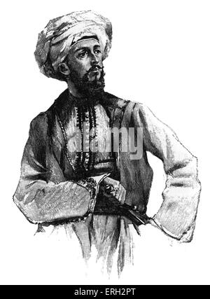 Bayard Taylor, indossando abiti arabi. American poeta e scrittore di viaggi. 11 Gennaio 1825 - 19 dicembre 1878. Foto Stock