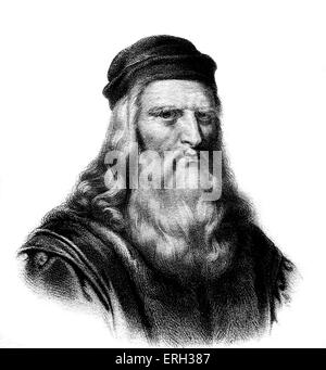 Leonardo da Vinci - Italian Renaissance pittore, scultore, scrittore, scienziato, architetto e ingegnere.1452-1519 Foto Stock