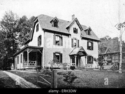 La casa di Harriet Beecher Stowe a Hartford, Connecticut. Autore americano e verità, 14 Giugno 1811 - 1 luglio 1896. Foto Stock