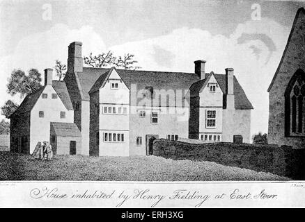 Henry Fielding 's casa a Oriente Stour. 1813 Stampa (copy). Romanziere inglese e drammaturgo: 22 Aprile 1707 - 8 Ottobre 1754 Foto Stock