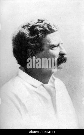 Mark Twain di età compresa tra i 50. Mark Twain (nome della penna per Samuel Langhorne Clemens ) - autore americano, Satiro, docente, 30 novembre Foto Stock