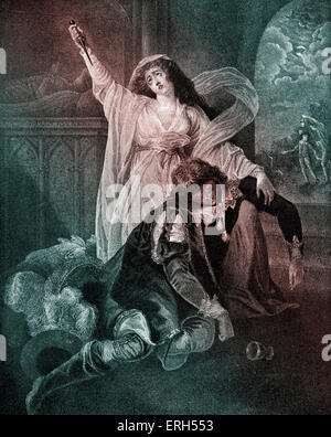 William Shakespeare - scena dal gioco Romeo e Giulietta scena da Matthew W. Peters. Atto V, Sc 3 'O felice dagger! Questa è la tua Foto Stock