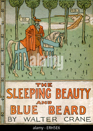 La Bella Addormentata e Barbablù, scritto ed illustrato da Walter Crane e pubblicato nel 1914. Coperchio anteriore mostra barba blu Foto Stock