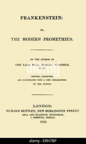 Frankenstein o il moderno Prometeo di Mary Wollstonecraft Shelley . Londra, Richard Bentley, 1839. (Pubblicato per la prima volta 1818)( Foto Stock
