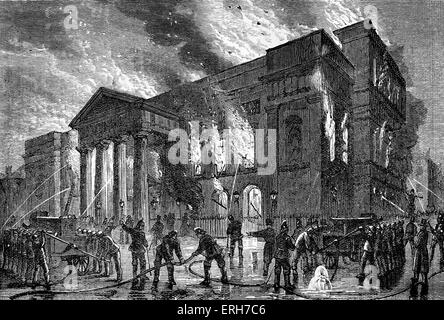 Incendio al Covent Garden Theatre, Londra (6 marzo 1856) durante un Bal Masque dato dal Professor Anderson. Inaugurato il 7 dicembre Foto Stock