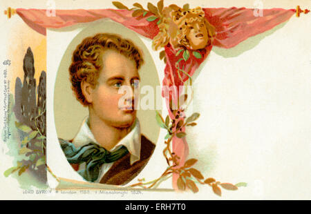 Lord Byron - ritratto. George Gordon Byron, sesto Barone Byron. Poeta inglese 22 Gennaio 1788 - 19 aprile 1824. Foto Stock