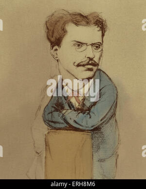 Felice Cavallotti - dalla caricatura da Cima. Uomo politico italiano, poeta e autore drammatico. 6 Novembre 1842 - 6 marzo 1898. Foto Stock