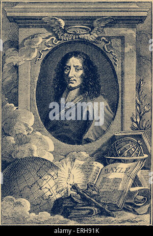 Pierre Bayle. Filosofo francese e scrittore più noto per il suo lavoro seminale 'la storica e Dizionario critico'. 1647-1706. Incisione di C. Leclerc.c.1845 Foto Stock