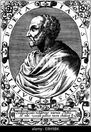 Jean-Antoine de Baïf - ritratto da incisione di un ignoto maestro. Poeta francese e membro della Pléiade, 19 Febbraio 1532 - Foto Stock