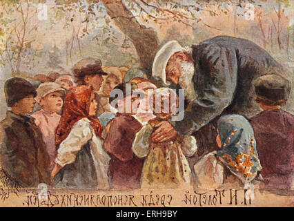 Leo Tolstoy - con i bambini del villaggio. Scrittore russo 1828 -1910 Foto Stock