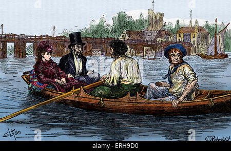 " Il mistero di Edwin Drood' di Charles Dickens. La didascalia recita: fino al fiume (Ch XXII) -Illustrazione disegnata da Luke Fildes Foto Stock