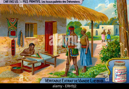 Materiale di bordatura in Dahomey. Africa occidentale, attuale Repubblica del Benin. Illustrazione di Liebig card da collezione (Francese Foto Stock