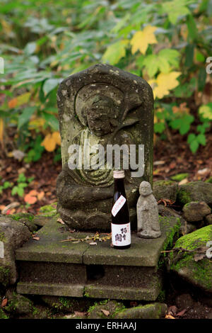 Statue Jizou al Santuario Tenguyama al vertice di Mt Tenguyama, Otaru, Hokkaido, Giappone. Foto Stock