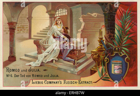Romeo e Giulietta di William Shakespeare. Didascalia della scena: "La morte di Giulietta e Romeo" (tedesco: Der Tod von Romeo und Julia). Foto Stock