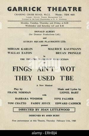 Fings Ain't Wot hanno usato essere programma per giocare da Frank Norman, musica e testi di Lionel Bart, diretta da Joan Foto Stock