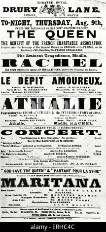 Rachel (Elisabeth Rachel Félix) - noto come Mademoiselle Rachel . Locandina del teatro da Drury Lane Theatre di Londra. Rachel Foto Stock