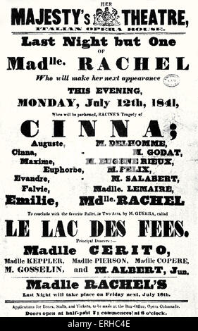 Rachel (Elisabeth Rachel Félix) - noto come Mademoiselle Rachel . Locandina del teatro da Her Majesty's Theatre, Londra. Foto Stock