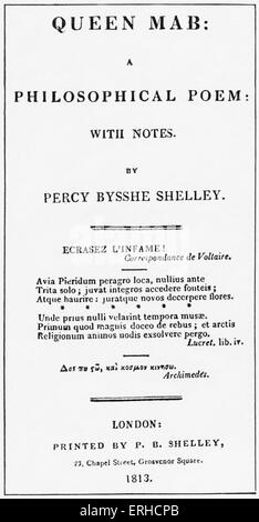 Titolo-pagina per la prima edizione di "Regina Mab: un poema filosofico con note' di Percy Shelley, 1813. Romantico inglese Foto Stock