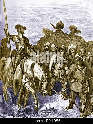 La storia di Don Quijote de la Mancha scritto da Miguel de Cervantes , autore spagnolo e illustrato da Gustav Dore. Foto Stock