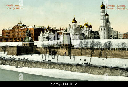 Vista generale del Cremlino di Mosca con la neve. Pre- rivoluzione bolscevica. La Russia. P. von Girgensohn, Mosca. Foto Stock