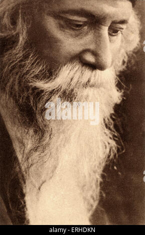 Rabindranath Tagore poeta indù, 1861 - 1941. Fotografia, lunga barba bianca. Il compositore indiana di inno nazionale. Premio Nobel per la pace Foto Stock