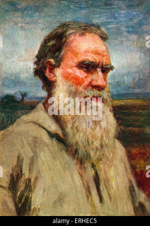 Leo Tolstoy - ritratto dello scrittore russo, estetica, filosofo moralista e mistico 1828-1910 Foto Stock