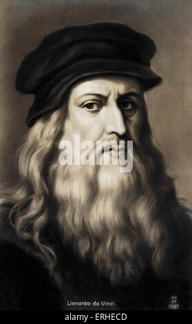 Leonardo da Vinci - ritratto di auto del rinascimento italiano pittore, scultore, scrittore, scienziato, architetto e Foto Stock