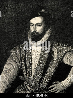 Sir Walter Raleigh - autore inglese, poeta, explorer - Ritratto 1554-Ottobre 29 1618 - dopo aver ritratto al Knole Foto Stock