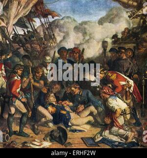 NELSON, Horatio (Signore) - La morte di ammiraglio inglese nella battaglia di Trafalgar. 1758-1805. La pittura di Daniel Maclise Foto Stock