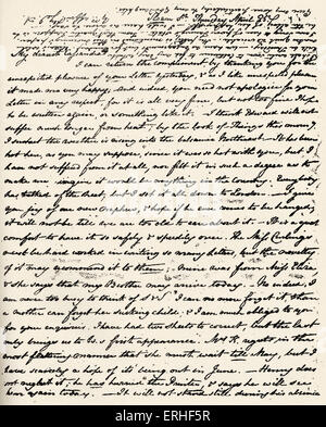 Jane Austen - Lettera del romanziere inglese a sua sorella Cassandra firmato con le iniziali del 25 aprile 16 Dicembre 1775 - 18 Luglio Foto Stock