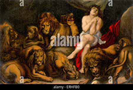 Daniel in the lion 's den - illustrazione biblica da Peter Paul Rubens antico testamento Foto Stock