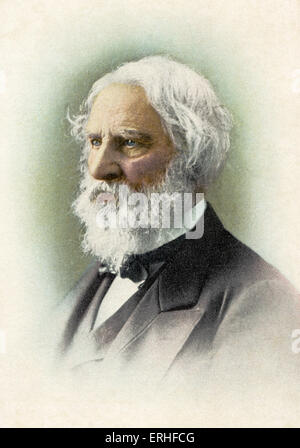 Henry Wadsworth Longfellow- poeta americano, 27 febbraio 1807- 24 marzo 1882. Foto Stock