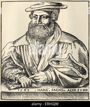 Hans Sachs, Tedesco poeta e drammaturgo, 1494-1576, meistersinger leader della scuola di Norimberga personaggio principale di Wagner Foto Stock