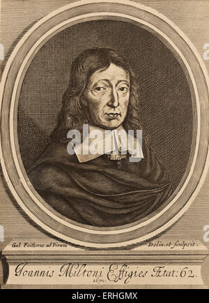 John Milton, inciso ritratto. Poeta inglese, 9 Dicembre 1608 - 8 novembre 1674. Foto Stock